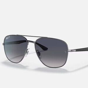 🕶️NEW Ray-Ban RB3683 004/78 Gunmetal Aviator Gradient Blue Polarized Sunglasses